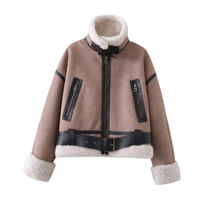 FZ Women's Double Sided Fleece Loose Lapels Jacket Faux Fur Jacket Real Fur Jacket Shearling Jacket FZ Women's Double Sided Fleece Loose Lapels Jacket Faux Fur Jacket Real Fur Jacket Shearling Jacket