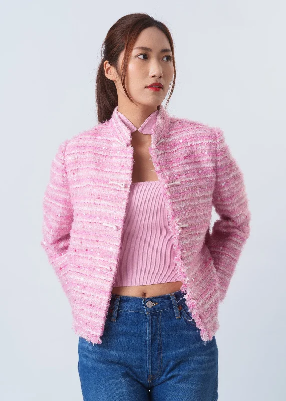 Tweed Tang Jacket (Mixed Pink) Fleece Jacket Down Jacket Feather Jacket