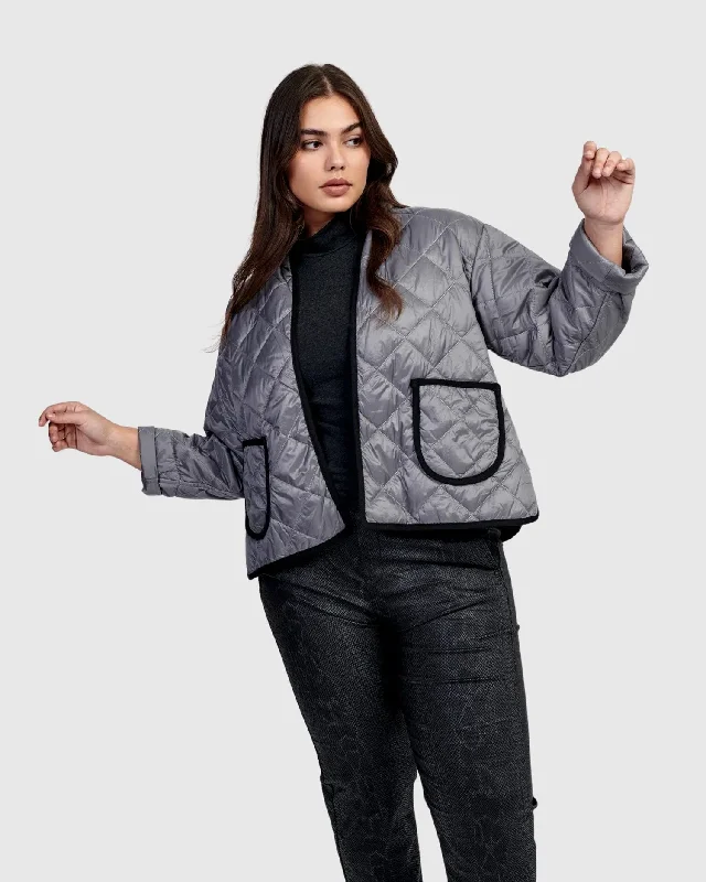 Urban Stardust Puffer Jacket, Silver Insulated Jacket Fitted Jacket Loose Jacket