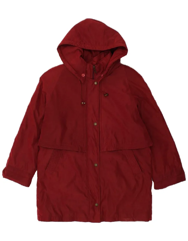 VINTAGE Womens Hooded Windbreaker Jacket UK 16 Large Red Polyester Stand-Up Collar Roll-Neck Collar Turtle Neck VINTAGE Womens Hooded Windbreaker Jacket UK 16 Large Red Polyester Stand-Up Collar Roll-Neck Collar Turtle Neck