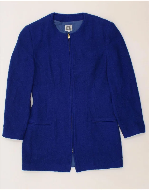 VINTAGE Womens Longline Blazer Jacket UK 14 Medium Blue Acetate Faux Fur Jacket Real Fur Jacket Shearling Jacket VINTAGE Womens Longline Blazer Jacket UK 14 Medium Blue Acetate Faux Fur Jacket Real Fur Jacket Shearling Jacket