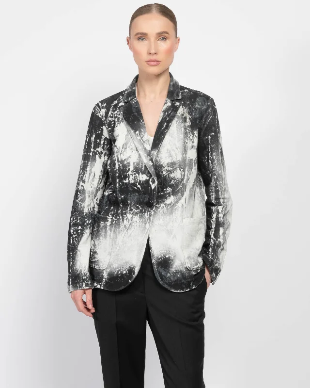 Marmo Effect Rever Jacket Denim Fabric Leather Fabric Suede Fabric