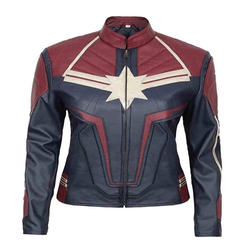 Women Biker Motorcycle Miss Marvell Cosplay Costume Leather jacket Striped Jacket Polka Dot Jacket Floral Jacket Women Biker Motorcycle Miss Marvell Cosplay Costume Leather jacket Striped Jacket Polka Dot Jacket Floral Jacket