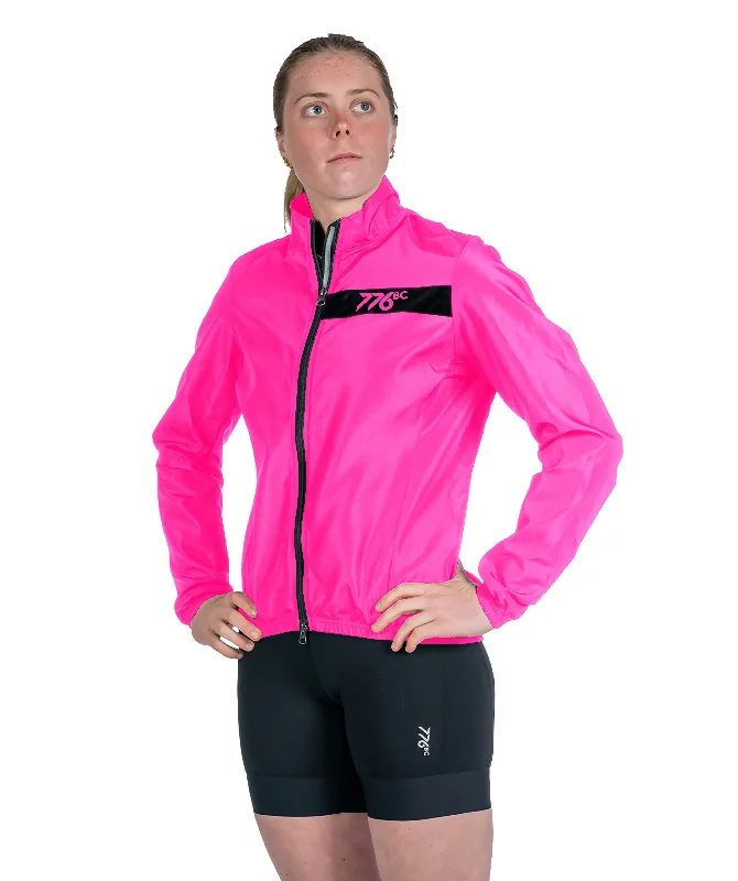 Women's Cirrostratus Wind Jacket - Neon Pink Stand-Up Collar Roll-Neck Collar Turtle Neck Women's Cirrostratus Wind Jacket - Neon Pink Stand-Up Collar Roll-Neck Collar Turtle Neck