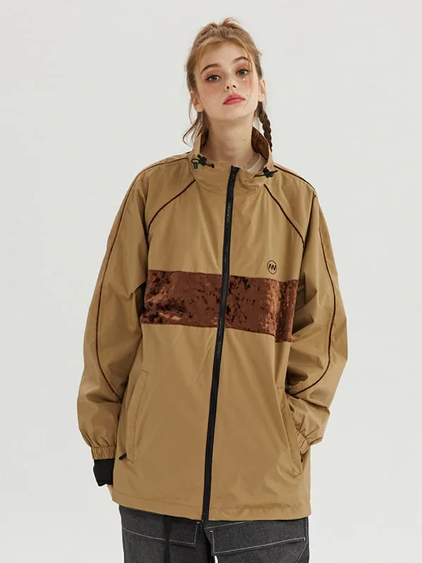 Women's Nandn Snowy Gale Snowboard Jacket Notch Collar Peter Pan Collar Cowl Neck
