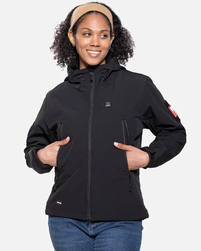 Women's Soft Shell Heated Jacket With 12V Battery Pack - Black Lace Jacket Ribbed Jacket Sequined Jacket