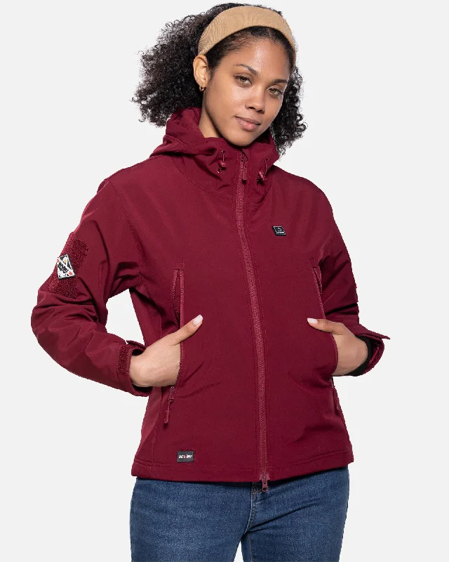 Women's Soft Shell Heated Jacket With 12V Battery Pack - Red A-Line Jacket Boat Neck Shawl Collar Women's Soft Shell Heated Jacket With 12V Battery Pack - Red A-Line Jacket Boat Neck Shawl Collar