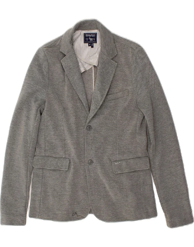 WOOLRICH Womens 2 Button Blazer Jacket UK 14 Medium Grey Cotton Notch Collar Jacket Peter Pan Collar Jacket Cowl Neck Jacket WOOLRICH Womens 2 Button Blazer Jacket UK 14 Medium Grey Cotton Notch Collar Jacket Peter Pan Collar Jacket Cowl Neck Jacket