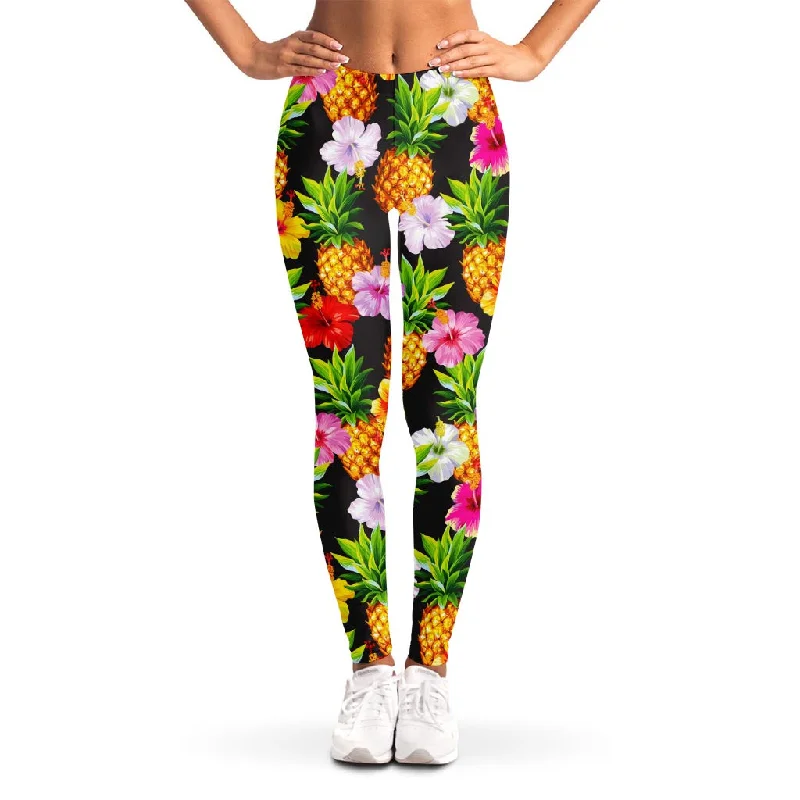 Aloha Hibiscus Pineapple Pattern Print Women's Leggings