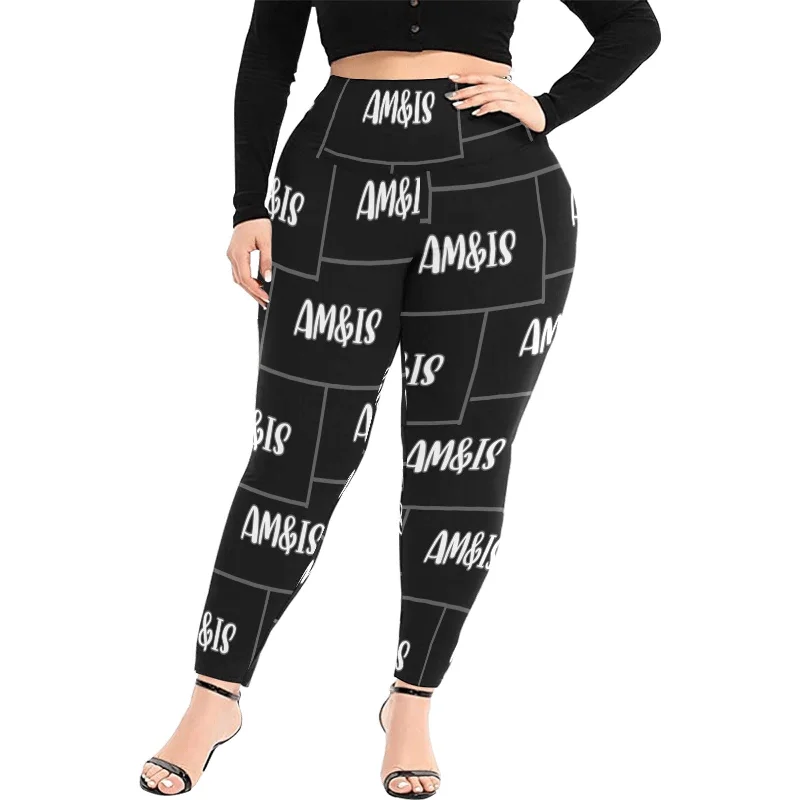 Am&Is Women's High Waist Leggings Voluptuous (+) Plus Size Stylish Lightweight Leggings