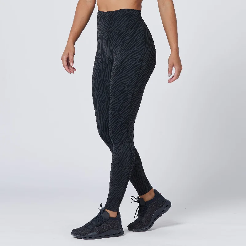 Anti-Slip Leggings 27" - Black Print Elegant Stretchy Faux Leather Leggings