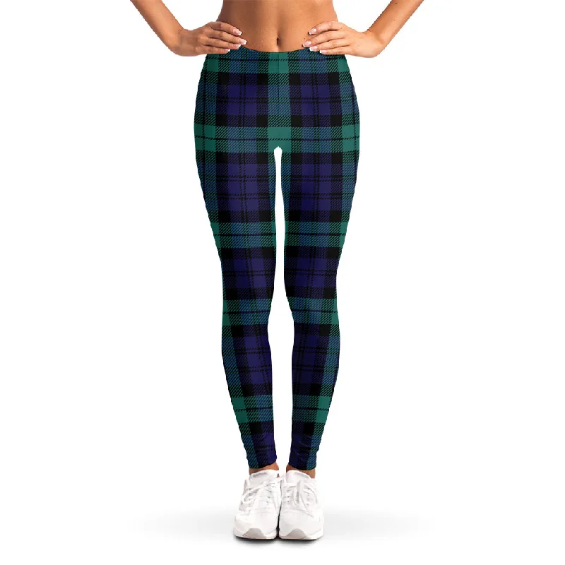 Black Watch Scottish Tartan Print Women's Leggings Trendy Leather-Look Workout Leggings Black Watch Scottish Tartan Print Women's Leggings Trendy Leather-Look Workout Leggings