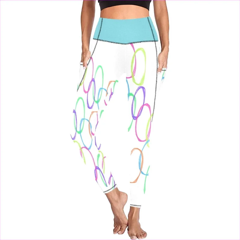 Bubbles High Waist Leggings with Pockets Chic Workout Leggings