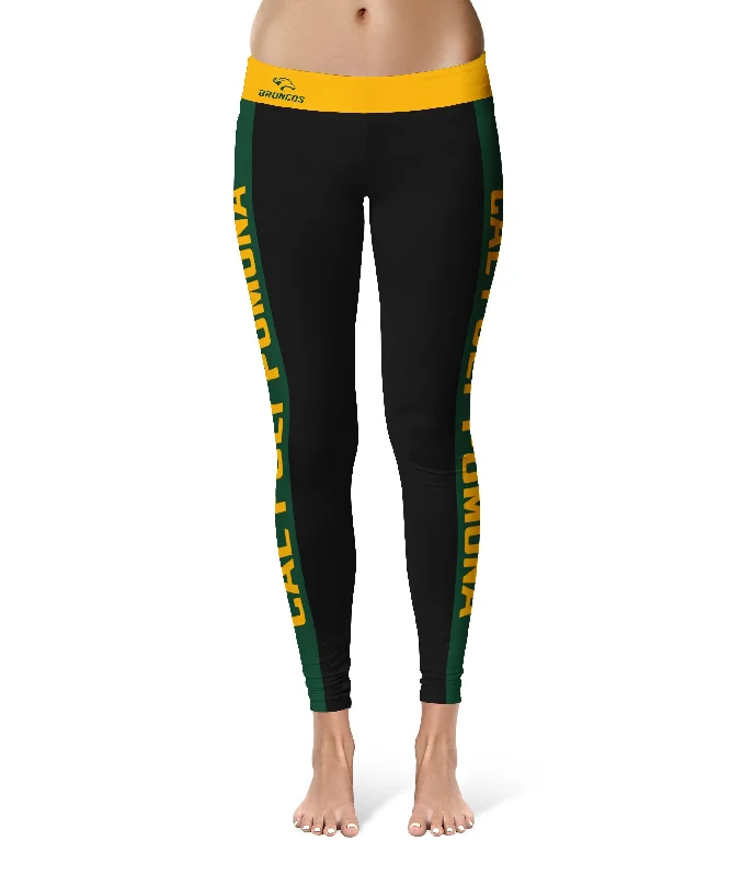 Cal Poly Pomona Broncos Game Day Green Stripes Black Yoga Leggings for Women by Vive La Fete Elegant Satin Finish Leggings Cal Poly Pomona Broncos Game Day Green Stripes Black Yoga Leggings for Women by Vive La Fete Elegant Satin Finish Leggings