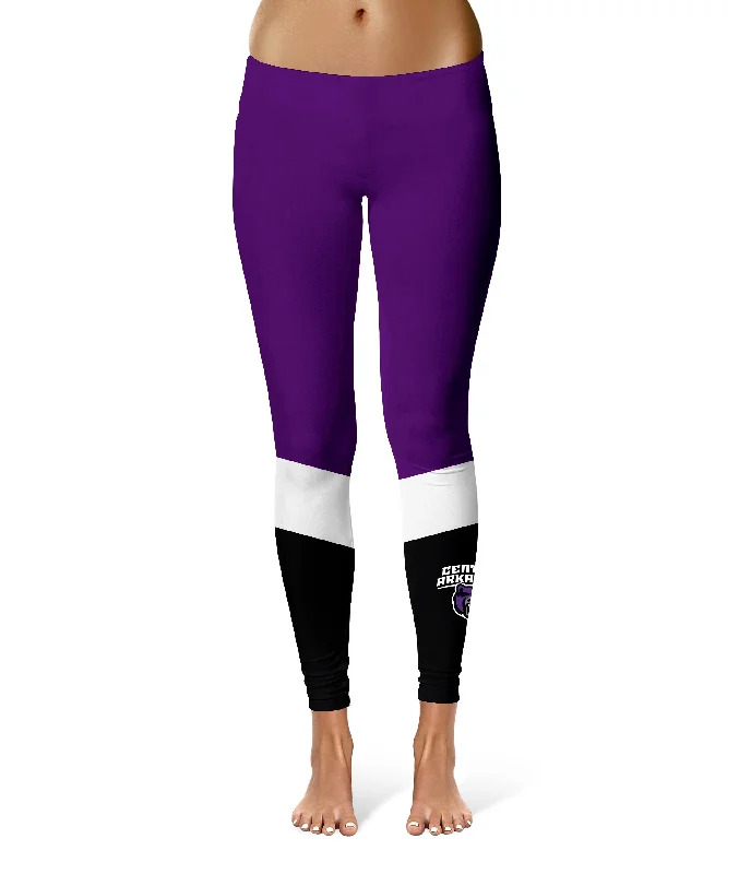 Central Arkansas Bears UCA Game Day Ankle Color Block Purple Black Yoga Leggings for Women by Vive La Fete