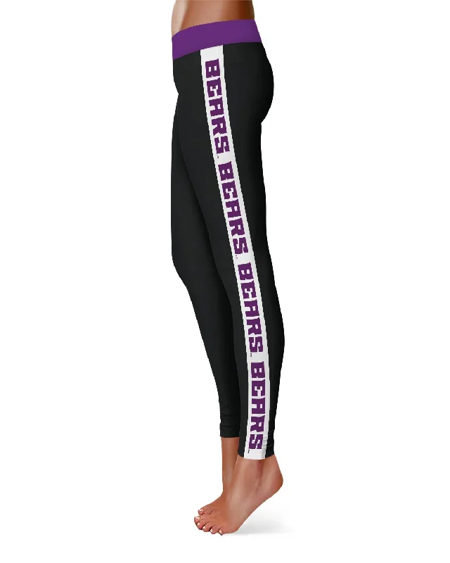 Central Arkansas Bears UCA Game Day White Stripes Black Yoga Leggings for Women by Vive La Fete