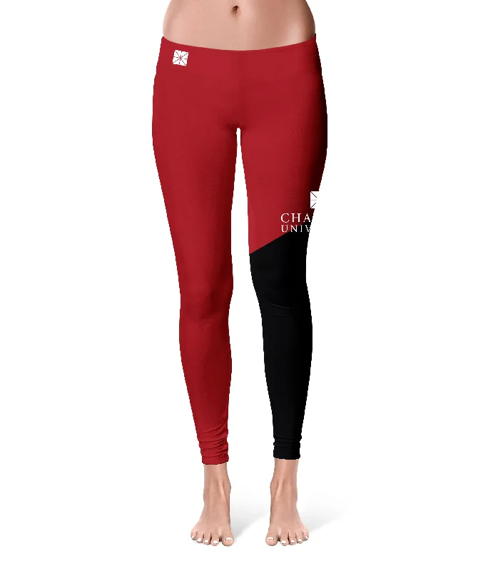 Chapman University Panthers Game Day Leg Color Block Red Black Yoga Leggings for Women by Vive La Fete Fashionable Floral Active Leggings