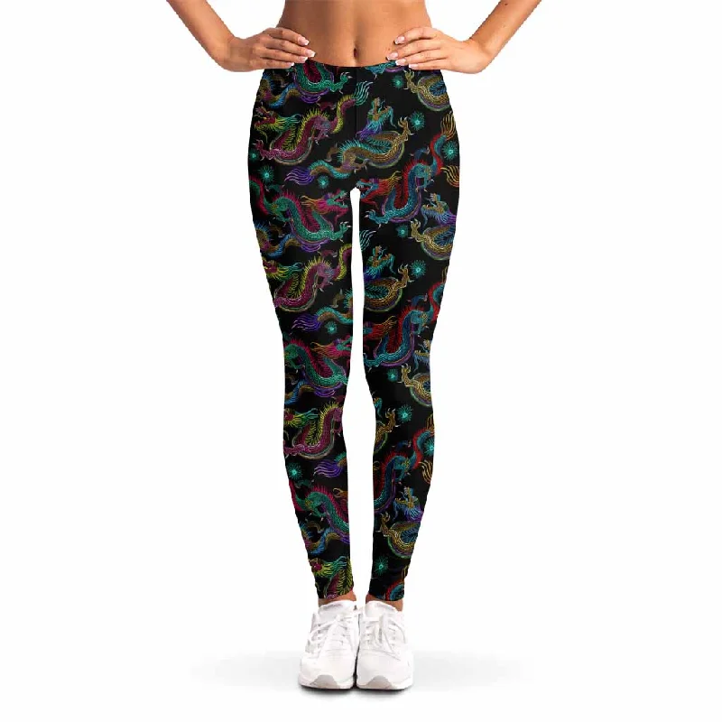 Chinese Dragon Pattern Print Women's Leggings