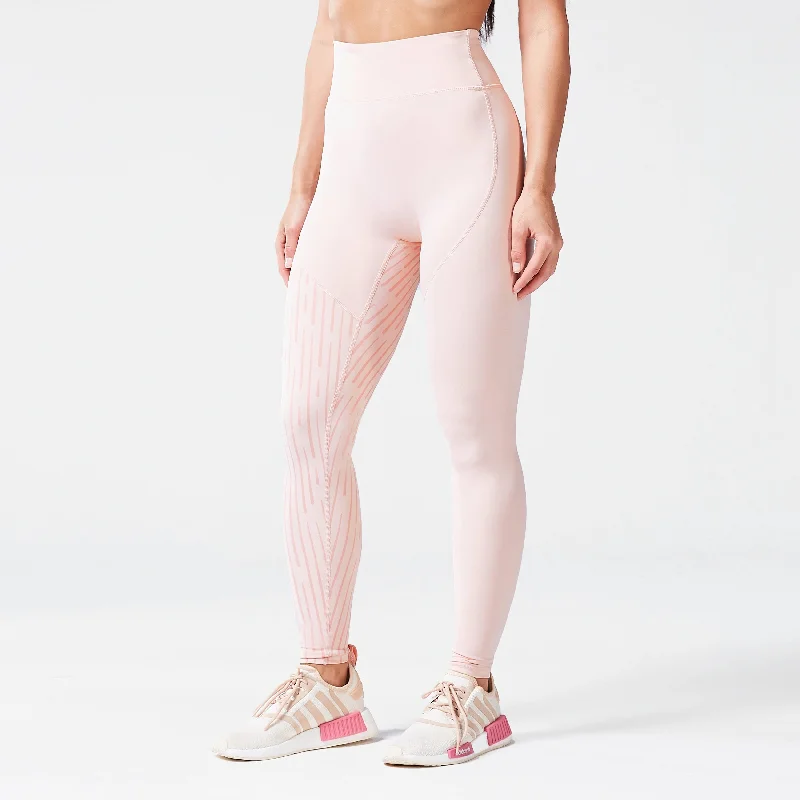 Code Asymmetric Graphic Leggings - Peach Whip Comfortable Tummy Shaping Leggings