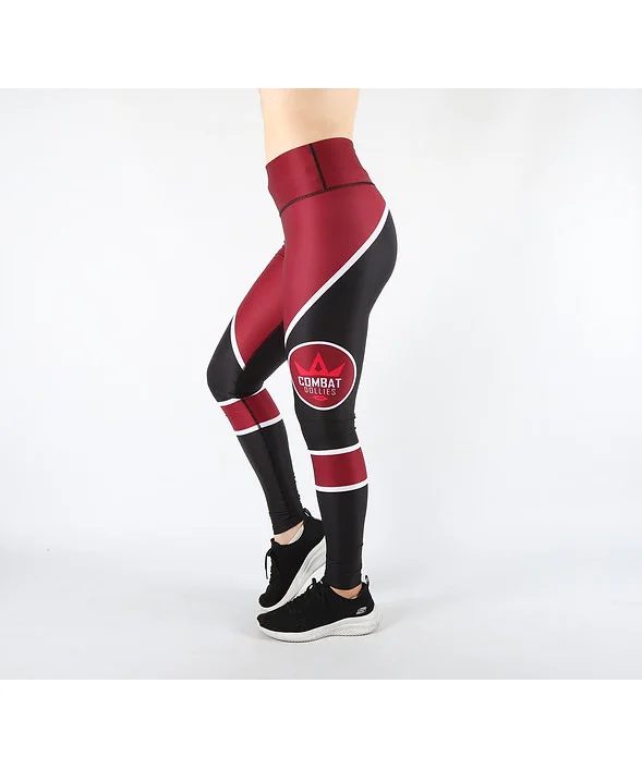 Combat Dollies TRI Fitness Leggings Red Stylish Stretch Print Leggings