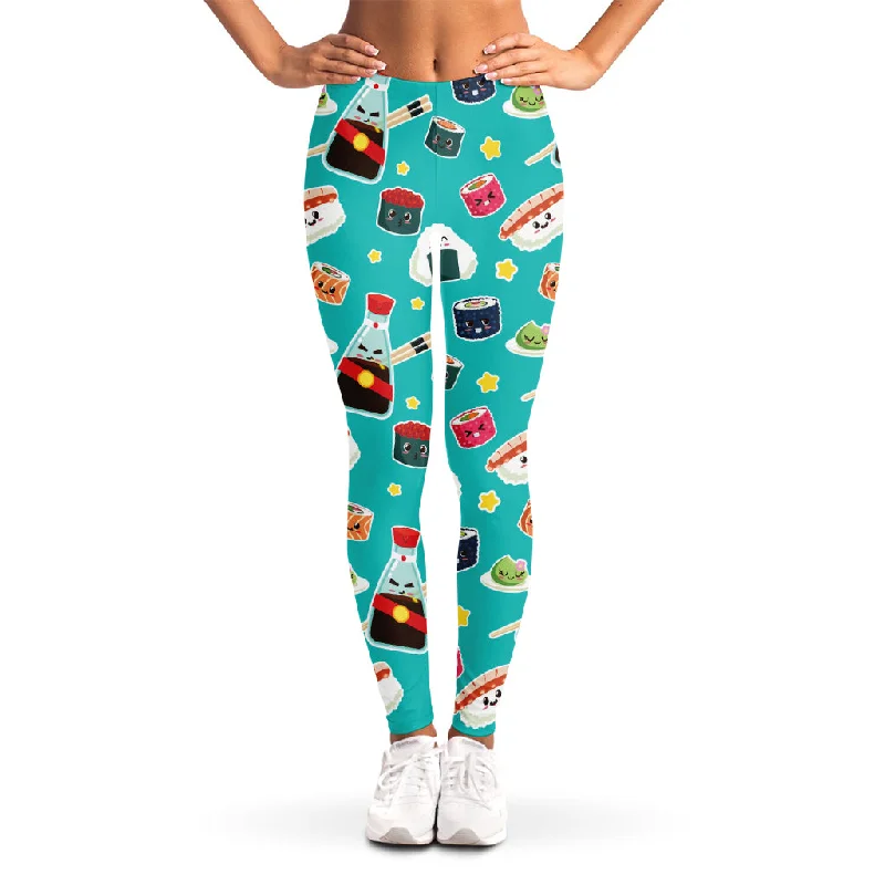 Cute Japanese Sushi Pattern Print Women's Leggings