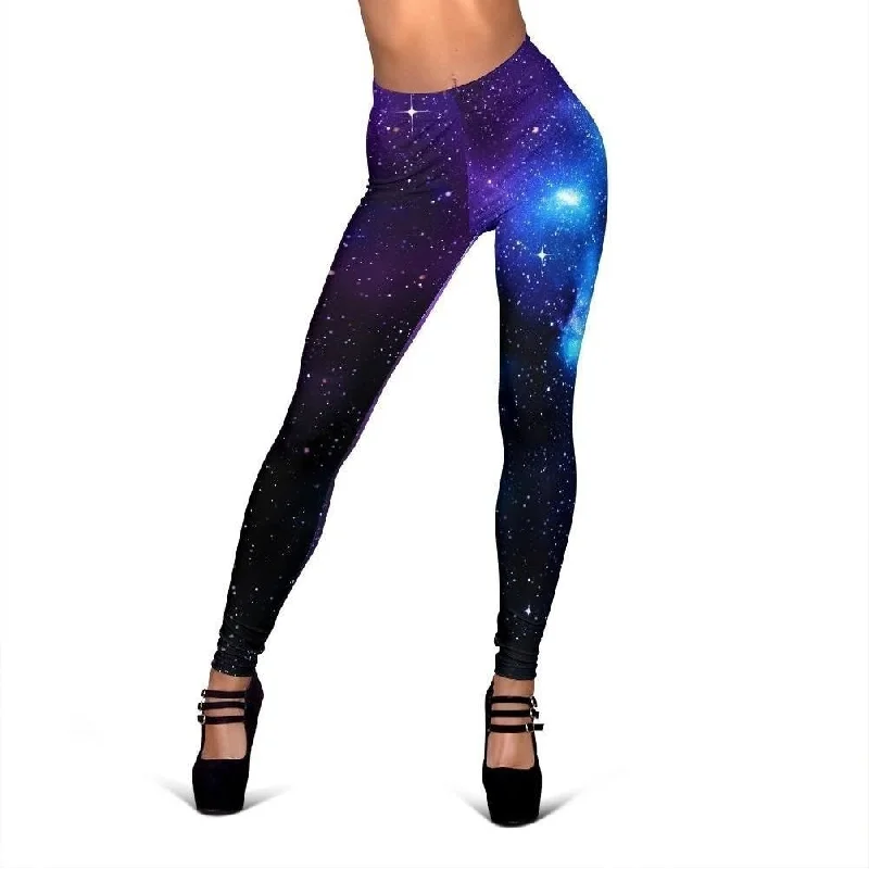 Dark Purple Blue Galaxy Space Print Women's Leggings