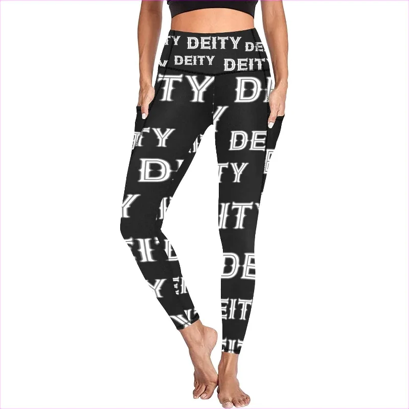 Deity High Waist Leggings with Pockets Elegant Metallic Leggings