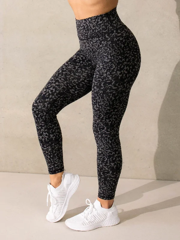 Empower High Waisted Leggings - Black Leopard Trendy Sports Performance Leggings