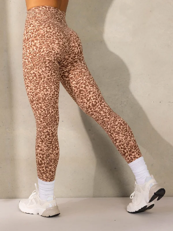 Empower High Waisted Leggings - Mocha Leopard Stylish Yoga Leggings