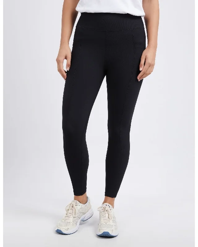 Foxwood Luxe Rib Leggings - Black Comfortable Full-Body Compression Leggings