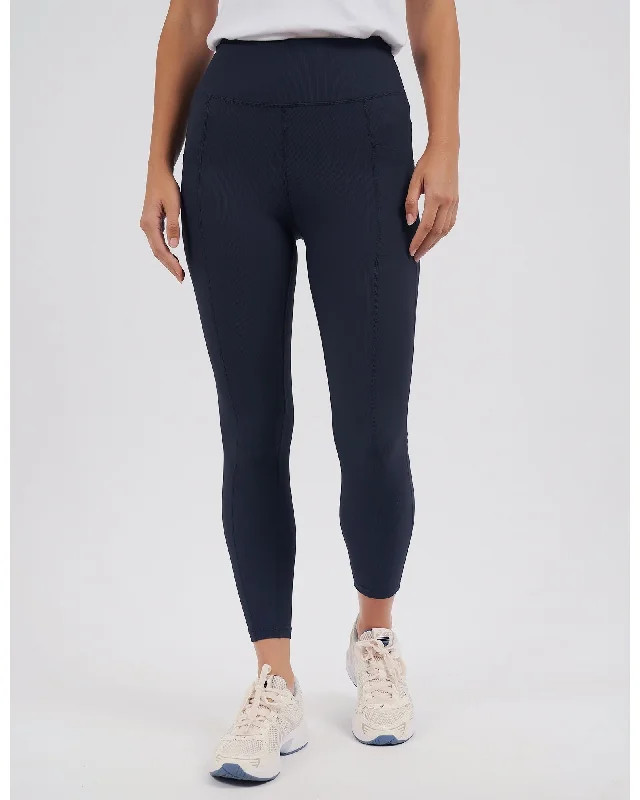 Foxwood Luxe Rib Leggings - Navy Fashionable Solid Color Tights