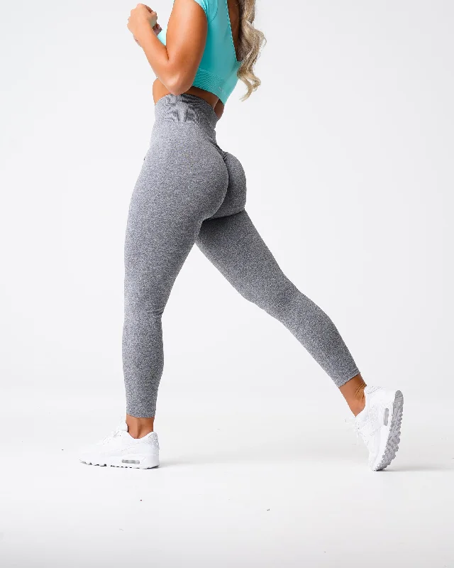 Grey Scrunch Seamless Leggings Comfortable Wide-Band Leggings
