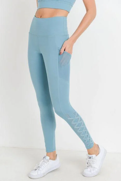 Highwaist Hybrid Mesh & Lattice Straps Full Pocket Leggings Stylish Sporty Performance Leggings Highwaist Hybrid Mesh & Lattice Straps Full Pocket Leggings Stylish Sporty Performance Leggings