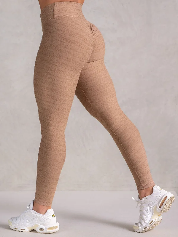 Icon Cross Over Scrunch Leggings - Mocha Marl Comfortable Leggings with Pockets