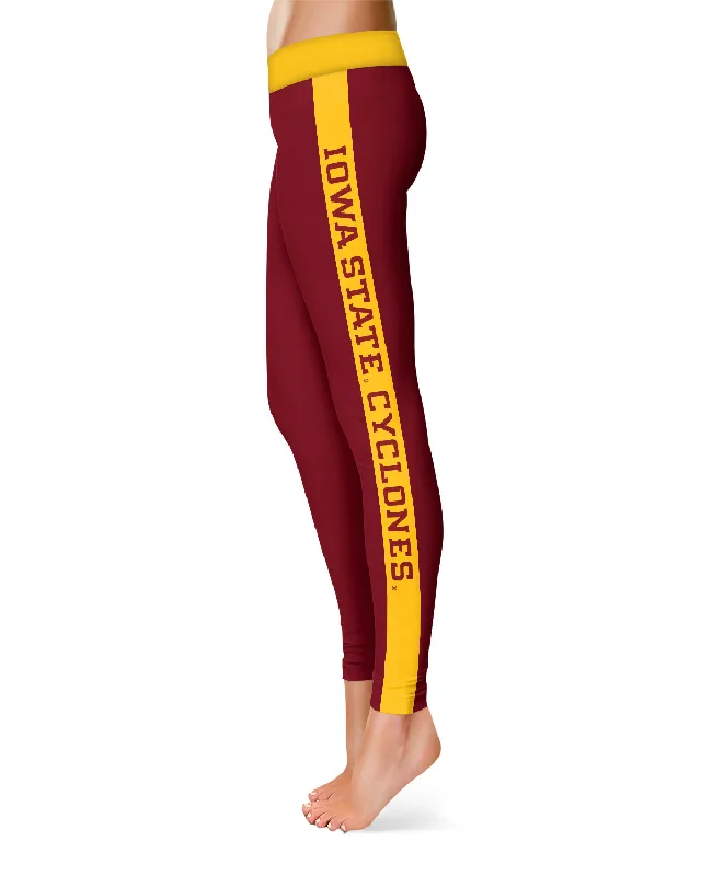 Iowa State Cyclones ISU Game Day Gold Stripes Maroon Yoga Leggings for Women by Vive La Fete Comfortable Leggings with Pockets