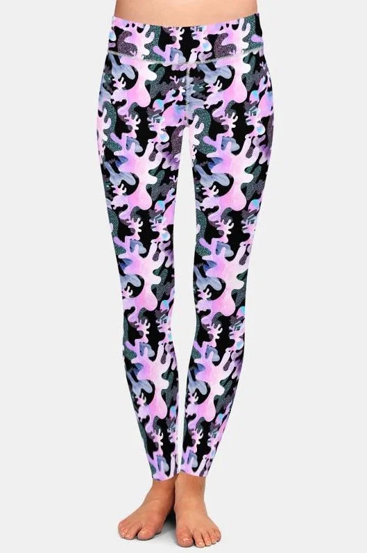 Ladies 3D Pink Camouflage Printed Leggings