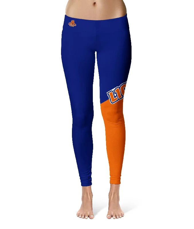 Lincoln University Lions LU Game Day Leg Color Block Blue Orange Yoga Leggings for Women by Vive La Fete