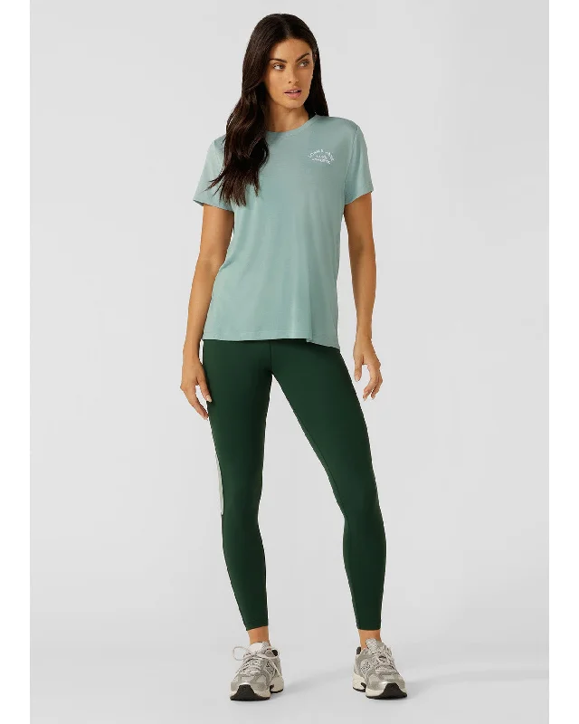 Lorna Jane Lotus No Chafe Ankle Biter Leggings - Dark Green Cozy Ribbed Leggings