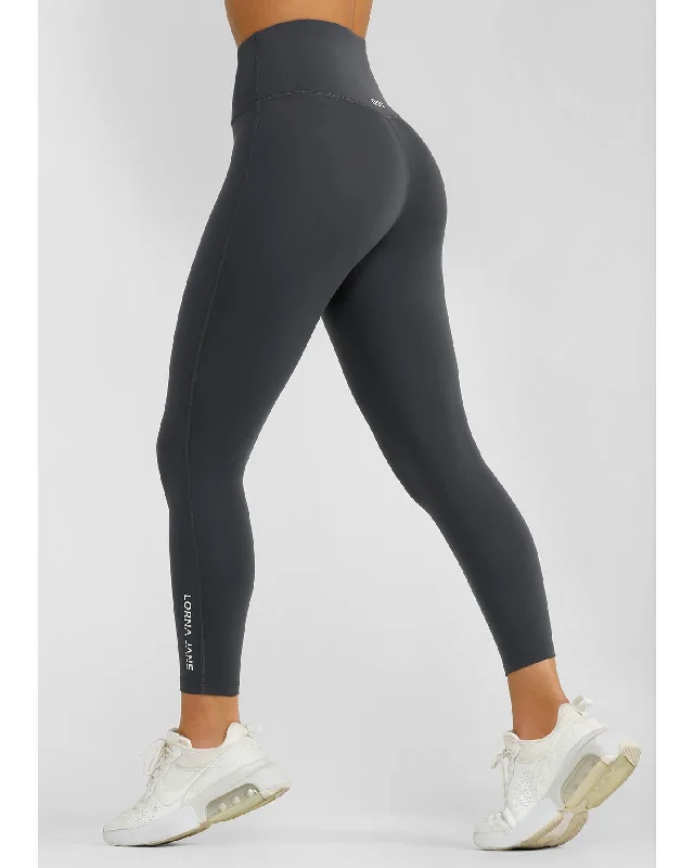 Lorna Jane Lotus No Chafe Ankle Biter Leggings - Dark Titanium Elegant Velvet Leggings
