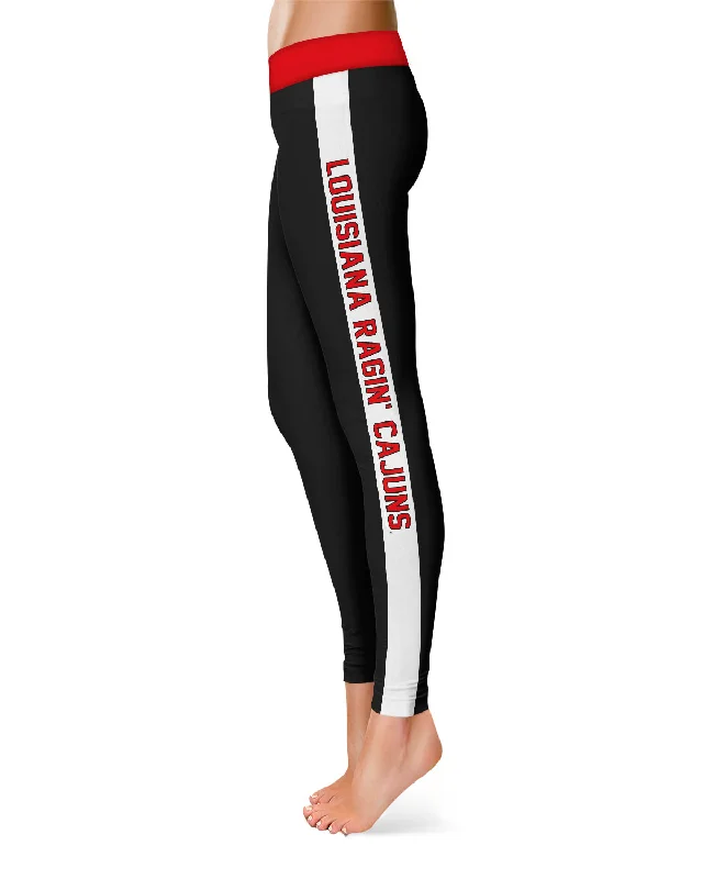 Louisiana at Lafayette Cajuns Game Day White Stripes Black Yoga Leggings for Women by Vive La Fete Fashionable Quick-Dry Yoga Pants Louisiana at Lafayette Cajuns Game Day White Stripes Black Yoga Leggings for Women by Vive La Fete Fashionable Quick-Dry Yoga Pants