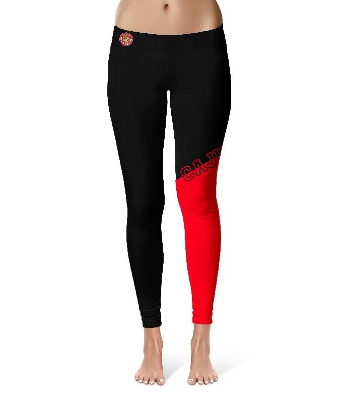 Louisiana Ragin Cajuns Game Day Leg Color Block Black Red Yoga Leggings for Women by Vive La Fete Fashionable Fitted Workout Leggings Louisiana Ragin Cajuns Game Day Leg Color Block Black Red Yoga Leggings for Women by Vive La Fete Fashionable Fitted Workout Leggings