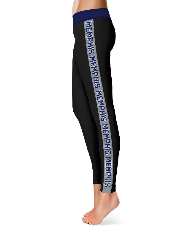 Memphis Tigers Gold Stripe Black Leggings for Women by Vive La Fete Fashionable Smooth Fit Leggings Memphis Tigers Gold Stripe Black Leggings for Women by Vive La Fete Fashionable Smooth Fit Leggings