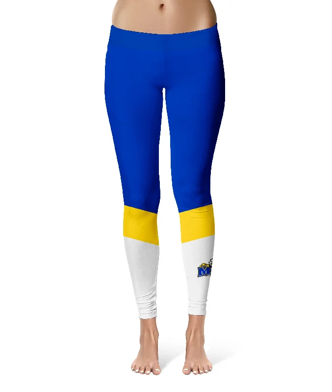 Morehead State Eagles Game Day Ankle Color Block Blue White Yoga Leggings for Women by Vive La Fete