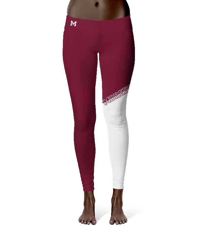 Morehouse Maroon Tigers Game Day Leg Color Block Maroon White Yoga Leggings for Women by Vive La Fete Stylish Everyday Leggings Morehouse Maroon Tigers Game Day Leg Color Block Maroon White Yoga Leggings for Women by Vive La Fete Stylish Everyday Leggings