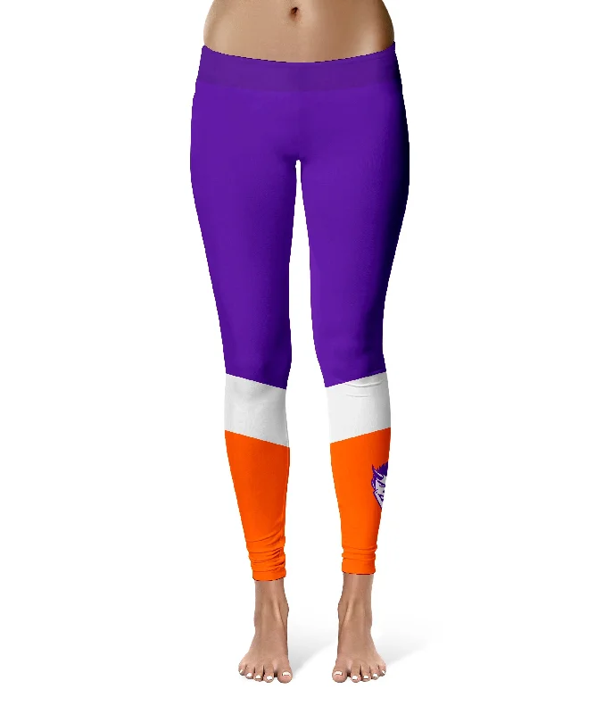 Northwestern State Demons Game Day Ankle Color Block Purple Orange Yoga Leggings for Women by Vive La Fete