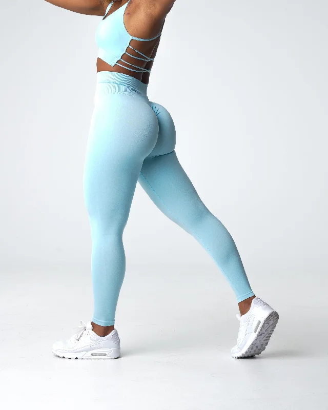 Pastel Blue Scrunch Seamless Leggings Elegant Black Leggings