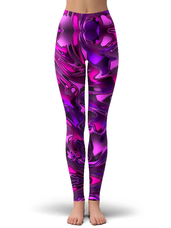 Pink and Purple Chromatic Melt Leggings Stylish Printed Sport Leggings