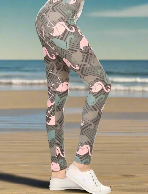 Womens Pink Flamingo Leggings, Soft Yoga Pants, Size 18-22, No-Roll Waist, Gray/Pink Stylish High-Waisted Leggings Womens Pink Flamingo Leggings, Soft Yoga Pants, Size 18-22, No-Roll Waist, Gray/Pink Stylish High-Waisted Leggings
