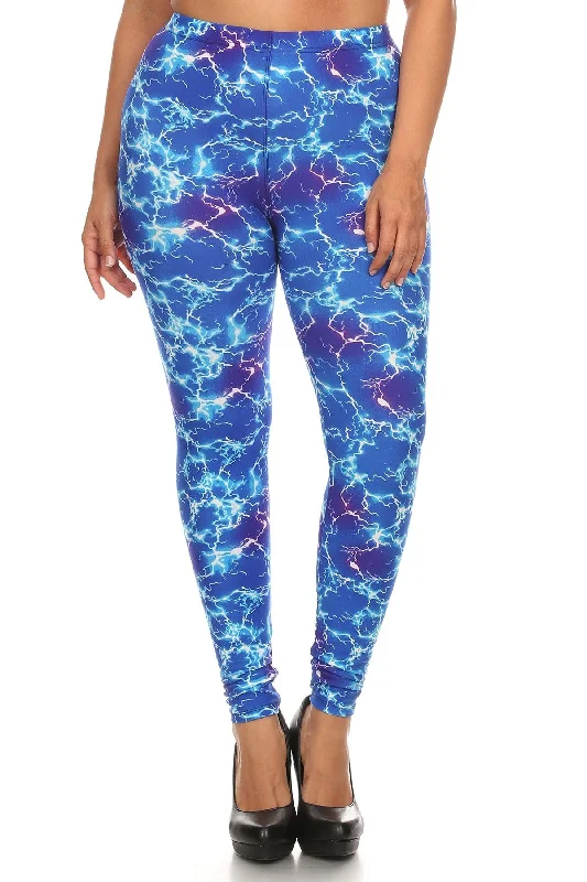 Plus Size Lightning Bolt Print Banded High Waist Leggings - Ships from The USA Comfortable Power Mesh Leggings Plus Size Lightning Bolt Print Banded High Waist Leggings - Ships from The USA Comfortable Power Mesh Leggings