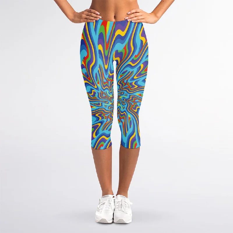 Psychedelic Print Women's Capri Leggings